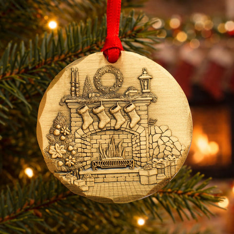 2026 Annual Ornament- Cozy Christmas Hearth (Bronze) - YinzerShop