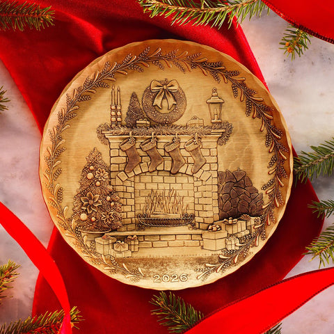 2026 Annual Plate - Cozy Christmas Hearth (Bronze) - YinzerShop