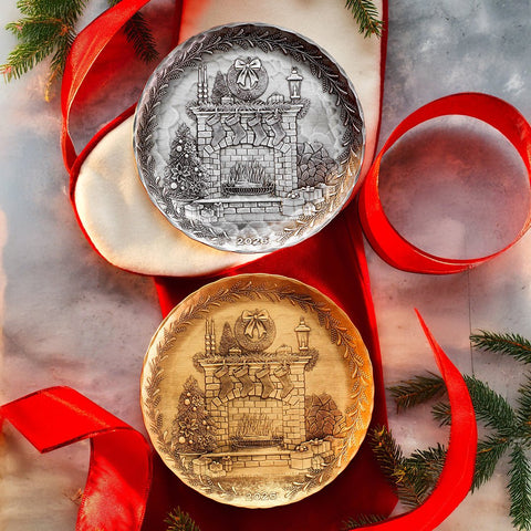 2026 Annual Plate - Cozy Christmas Hearth (Pewter) - YinzerShop