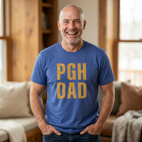 PGH Dad T-Shirt — Pittsburgh Dad Vintage Gold Block Tee