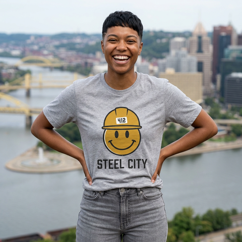 Pittsburgh Steel City 412 Smiley Hardhat Tee