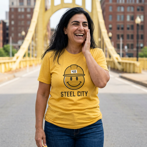 Pittsburgh Steel City 412 Smiley Hardhat Tee