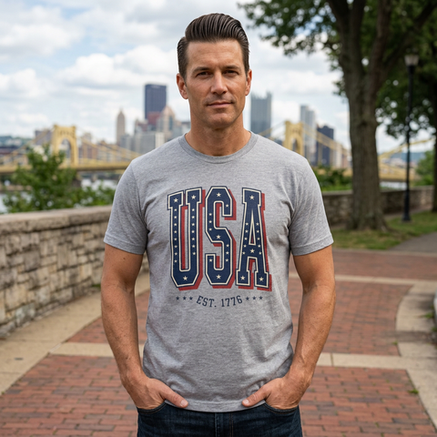 USA vintage varsity tee | 4th of July patriotic graphic