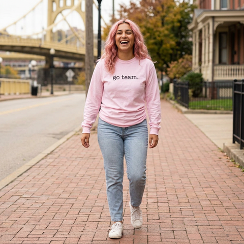Long Sleeve Tee — Minimal "go team." Casual Unisex Fan Shirt