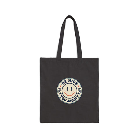 Be Nice You Jerk smiley tote | Canvas Tote, Retro Smiley