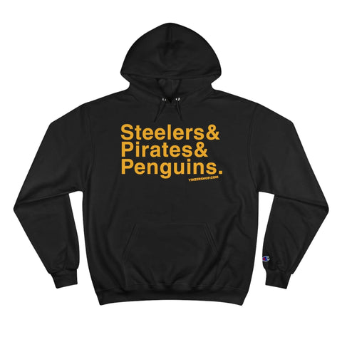 Pittsburgh Sports Teams Ampersand - Champion Hoodie Hoodie Printify Black S 