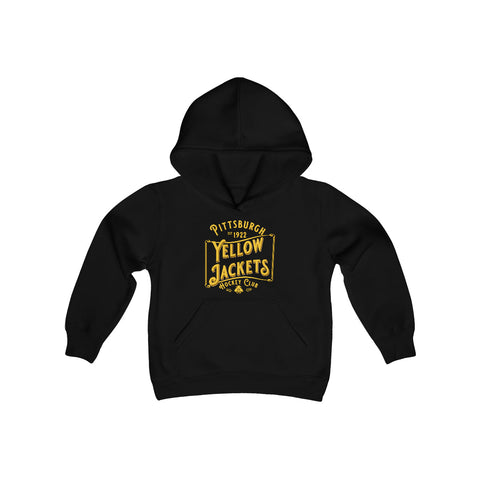 Pittsburgh Yellow Jackets Text Hoodie (Youth)  Vintage Ice Hockey   