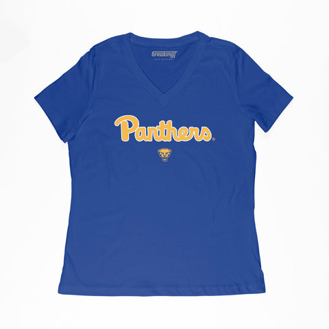 Pitt Panthers Pittsburgh Panthers: Wordmark T-Shirt T-Shirt BreakingT Small Women's V-Neck T-Shirt 