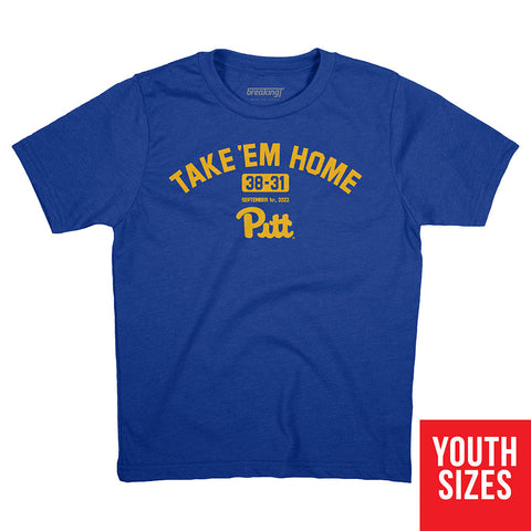 Pitt Panthers Pitt Football: Take 'Em Home. T-Shirt T-Shirt BreakingT Small Youth T-Shirt 