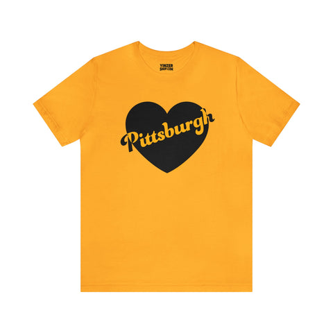 Pittsburgh Retro Heart - Short Sleeve Tee T-Shirt Printify Gold S 