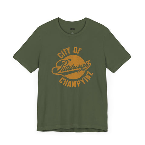 Retro Pittsburgh City of ChampYinz - Short Sleeve Tee T-Shirt Printify Military Green S 