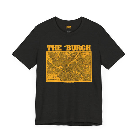 The 'Burgh Retro Map   - Short Sleeve Tee T-Shirt Printify Black Heather S 