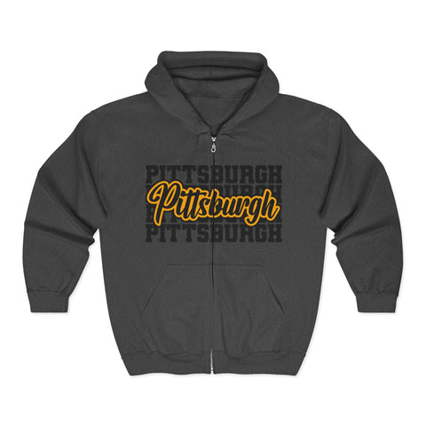 Pittsburgh Typography - Unisex Heavy Blend™ Full Zip Hooded Sweatshirt