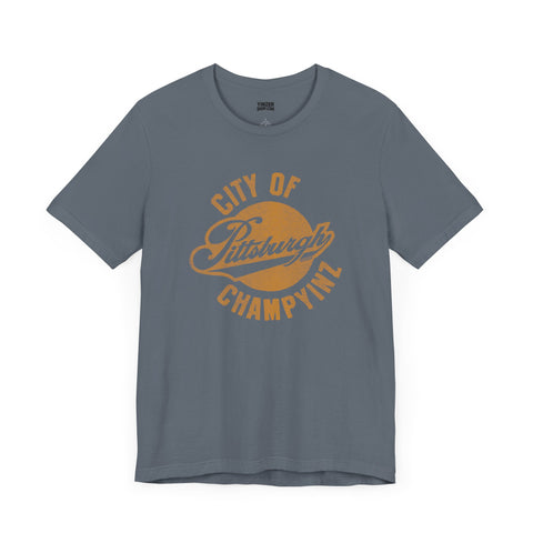Retro Pittsburgh City of ChampYinz - Short Sleeve Tee T-Shirt Printify Steel Blue S 