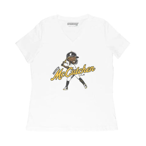 Pittsburgh Pirates Andrew McCutchen: Caricature T-Shirt T-Shirt BreakingT Small Women's V-Neck T-Shirt 