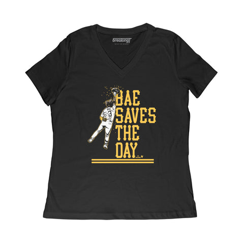 Pittsburgh Pirates Ji-hwan Bae Saves the Day T-Shirt T-Shirt BreakingT Small Women's V-Neck T-Shirt 