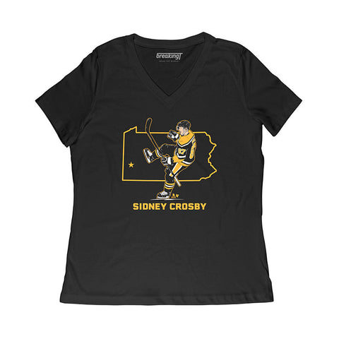 Pittsburgh Penguins Sidney Crosby: State Star T-Shirt T-Shirt BreakingT Small Women's V-Neck 