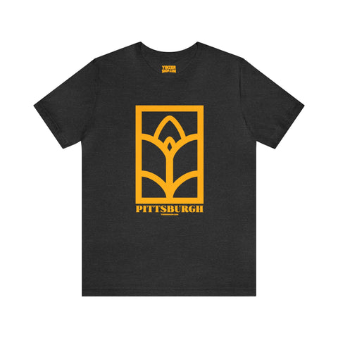 Pittsburgh Bridge Iron Motif  - Short Sleeve Shirt T-Shirt Printify Dark Grey Heather S 