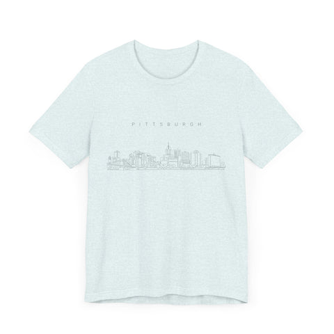 Pittsburgh One Line Drawing of Skyline T-Shirt  - Unisex bella+canvas 3001 T-Shirt Printify   