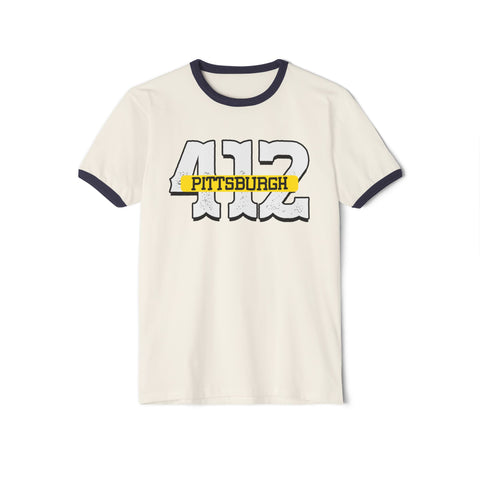 412 Pittsburgh - Unisex Cotton Ringer T-Shirt