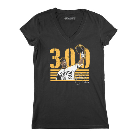 Pittsburgh Pirates Andrew McCutchen: 300 T-Shirt T-Shirt BreakingT Small Women's V-Neck T-Shirt 