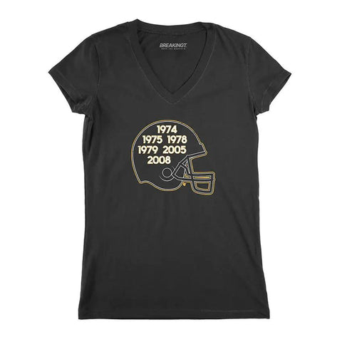 Pittsburgh Football: Glory Years Helmet Pro Football BreakingT Small Women's V-Neck T-Shirt 