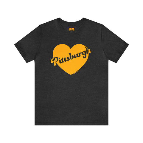 Pittsburgh Retro Heart - Short Sleeve Tee T-Shirt Printify Dark Grey Heather S 