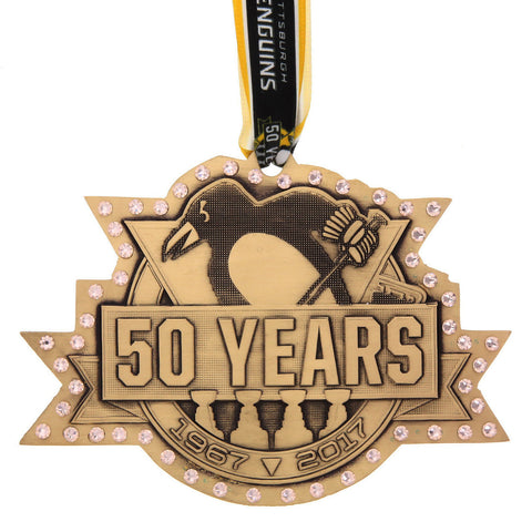 Wendell August Forge Pittsburgh Penguins Limited Edition 50th Anniversary Ornament with  Crystals Ornament Wendell August Forge Bronze  