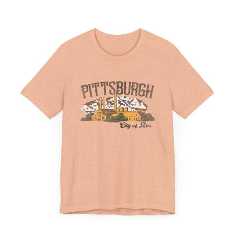 Pittsburgh City of Iron Vintage Logo - Short Sleeve Tee T-Shirt Printify