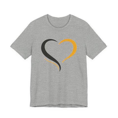 Black and Yellow Heart - Unisex Jersey Short Sleeve Tee
