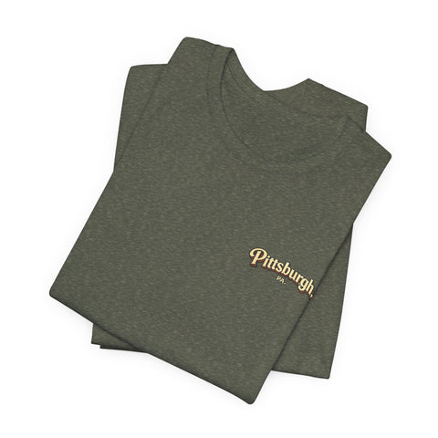 Vintage Pittsburgh Sunset (Print on Back) - Unisex Jersey Short Sleeve Tee