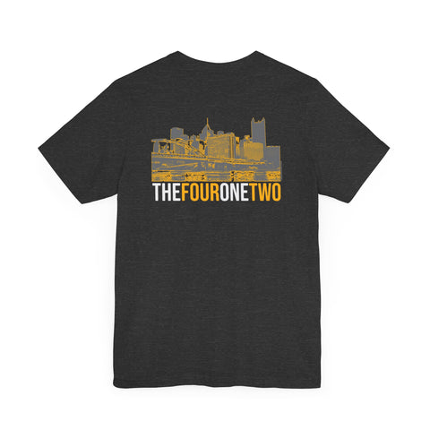 Four One Two Skyline - 412 Series - Pittsburgh T-Shirt - PRINT ON BACK - Unisex bella+canvas 3001 Short Sleeve Tee T-Shirt Printify   