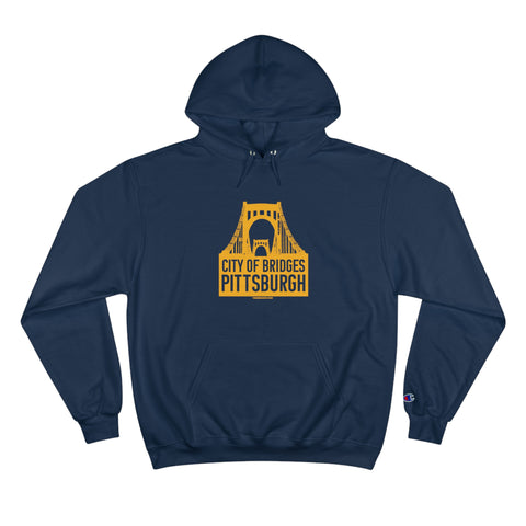 Pittsburgh, City of Bridges - Champion Hoodie Hoodie Printify Navy S 