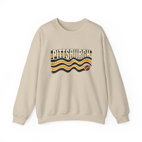 Pittsburgh Wavy Football Crewneck Sweatshirt