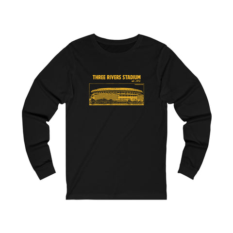 Three Rivers Stadium - 1970 - Retro Schematic - Long Sleeve Tee Long-sleeve Printify XS Black 