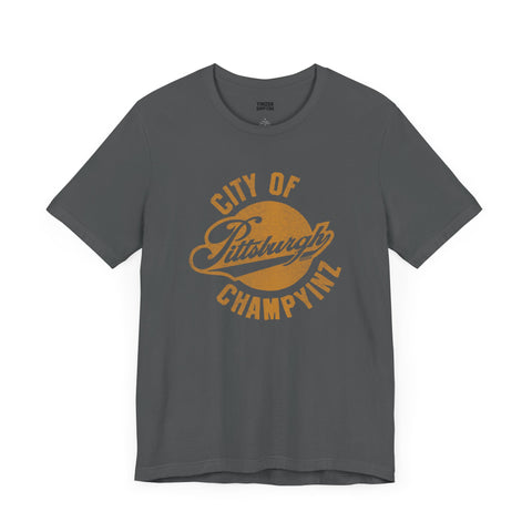 Retro Pittsburgh City of ChampYinz - Short Sleeve Tee T-Shirt Printify Asphalt S 