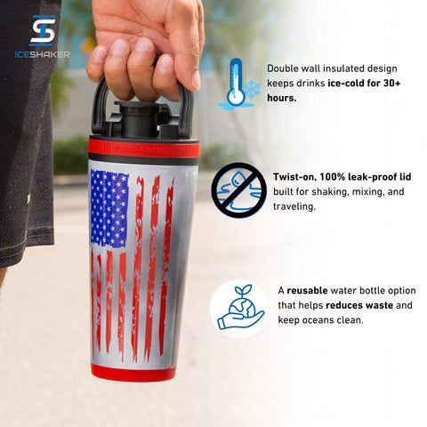 26oz Protein Shaker | Ice Shaker Double Wall Insulated Stainless Steel Bottle