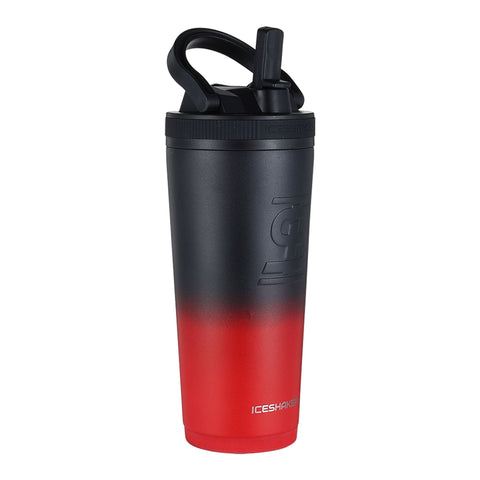 26oz Sport Bottle  Ice Shaker Red Black Ombre  