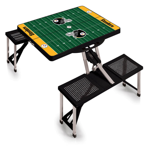 Pittsburgh Steelers Football Field - Picnic Table Portable Folding Table with Seats  Picnic Time Family of Brands Black  