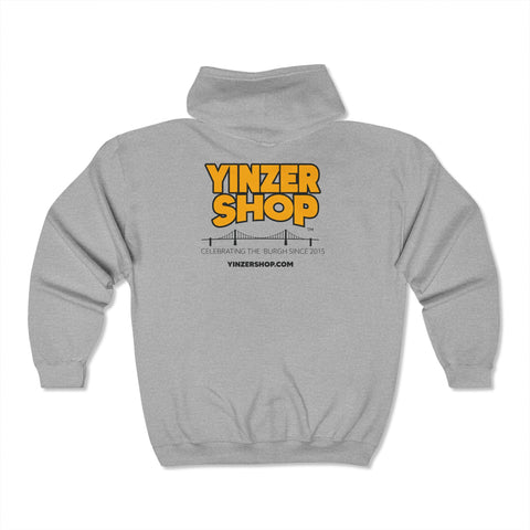 YinzerShop Serving Since 2015 - Print on Back - Gildan 18600 Unisex Heavy Blend™ Full Zip Hooded Sweatshirt Hoodie Printify Sport Grey S