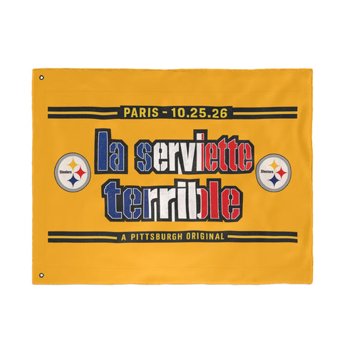 Pittsburgh Steelers French Flag Towel – "La Serviette Terrible" - Double Sided Flag