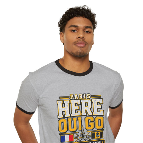 Pittsburgh " Here We Go " Paris Ringer T-Shirt — Vintage France 2026 Travel Tee
