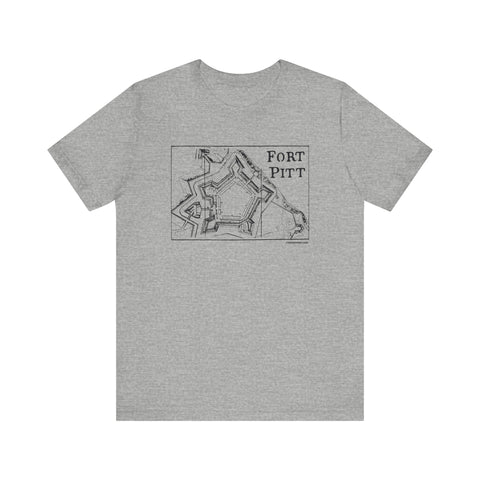 Fort Pitt Map - Retro - Short Sleeve t-shirt