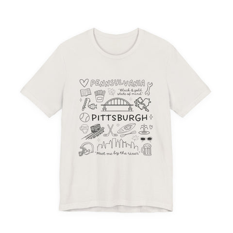 Pittsburgh Doodle Collage - Unisex Jersey Short Sleeve Tee