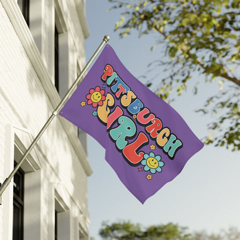 Retro Pittsburgh Girl - Double Sided Flag