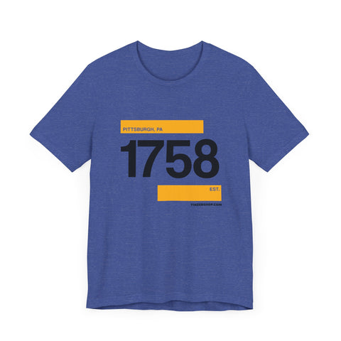 PITTSBURGH ESTABLISHED 1758 CLEAN RETRO - Short Sleeve Tee T-Shirt Printify Heather True Royal XS