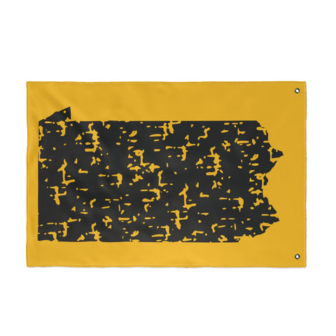 Pennsylvania Grunge - Double Sided Flag - Black and Gold