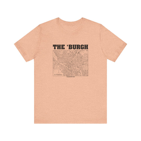 The 'Burgh Retro Map   - Short Sleeve Tee T-Shirt Printify Heather Peach S 