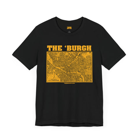 The 'Burgh Retro Map   - Short Sleeve Tee T-Shirt Printify Black S 