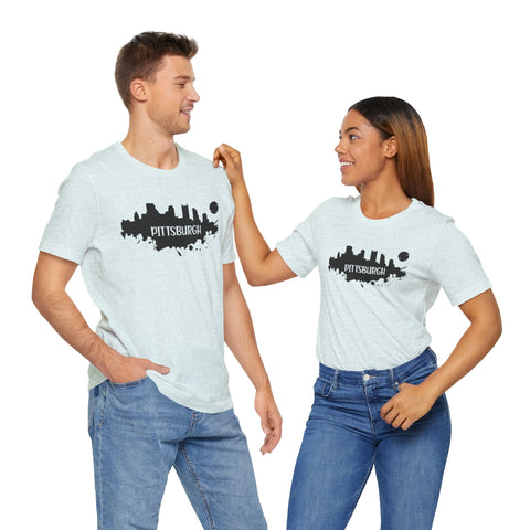 Pittsburgh Splash Skyline T-Shirt  - Unisex bella+canvas 3001 T-Shirt Printify   